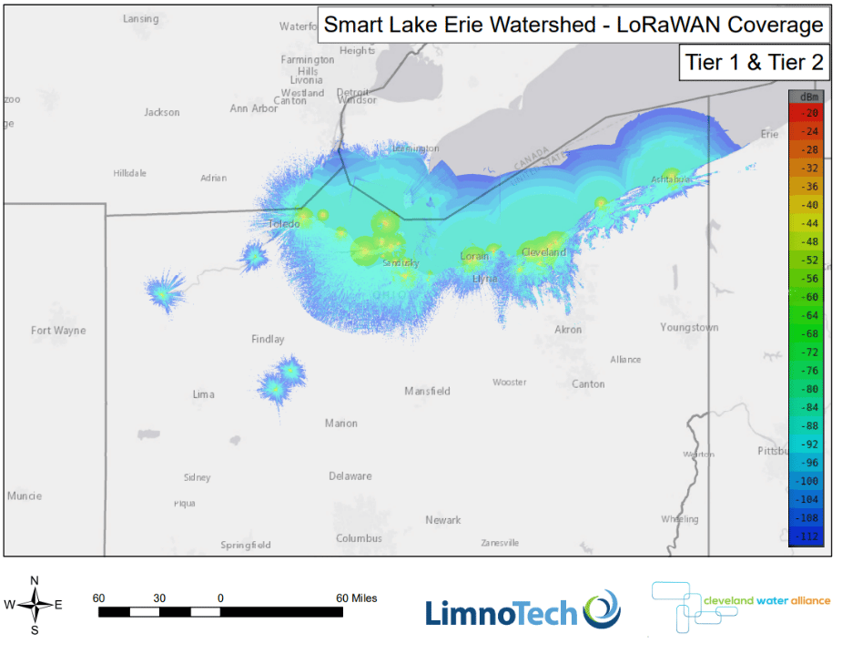 Smart Lake Erie Watershed - LoRaWAN Coverage