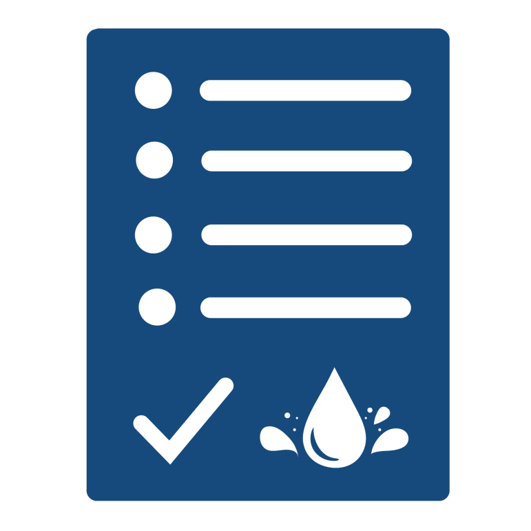 icon graphic with bullets, lines, and a checkmark for a plan list