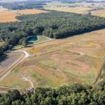 Aerial image of a demonstration wetland in Defiance, Ohio.