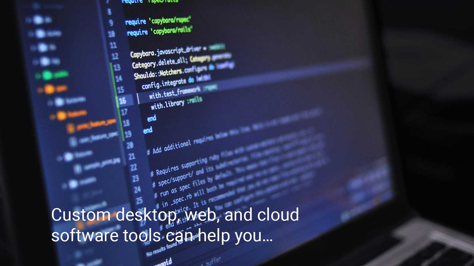 Computer screen with code language. Text on image says 